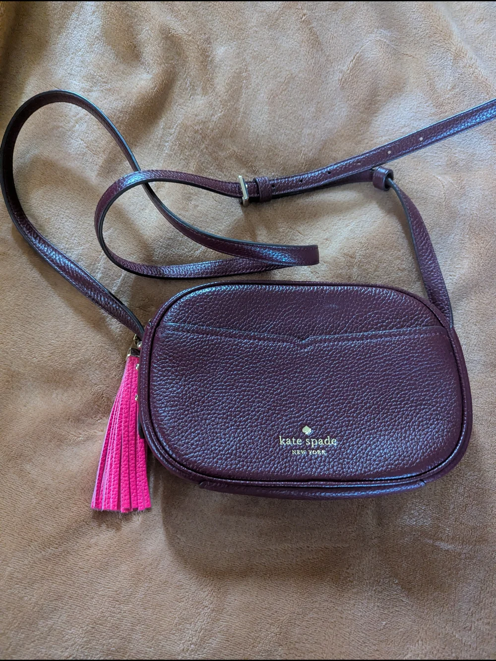 Kate Spade Pink Burgundy Chevron Crossbody Bag